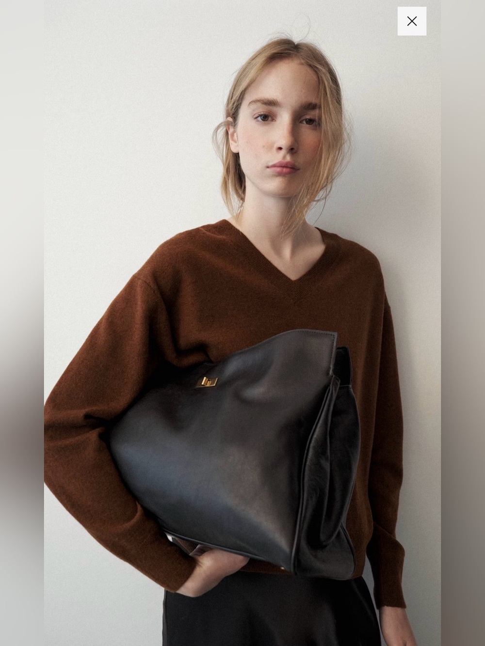 Mango 100% WOOL V-NECK SWEATER in Caramel Size S